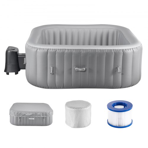 

Inflatable Hot Tub 4 to 6 Person 72.8x26in Square Portable Outdoor Spa 130 Jets