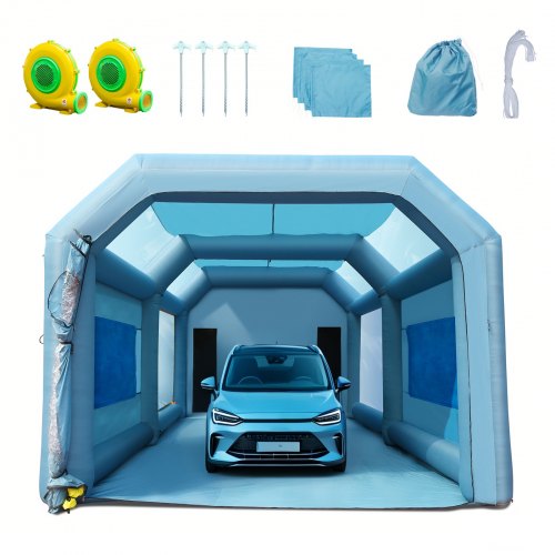 VEVOR 23x13x8.5ft Inflatable Paint Booth, Inflatable Spray Booth, High Powerful 480W+750W Blowers Spray Booth Tent, Car Paint Tent Air Filter System for Car Parking Tent Workstation Motorcycle Garage