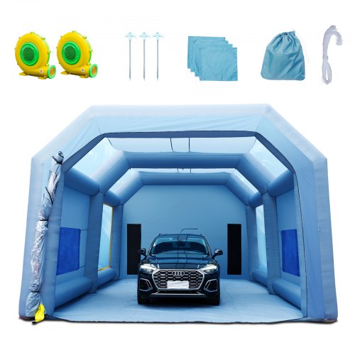 

VEVOR Inflatable Paint Booth, 33x20x13ft Inflatable Spray Booth, High Powerful 950W+1100W Blowers Spray Booth Tent, Car Paint Tent Air Filter System for Car Parking Tent Workstation Motorcycle Garage