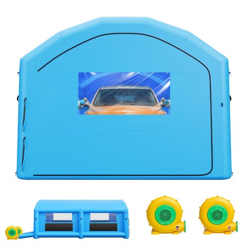 VEVOR Inflatable Paint Booth,  8 x 4.5 x 3 m, Portable Spray Booth with 750W+950W Blowers and Large Filter Cotton, Arched Roof Blow Up Painting Tent for Full-Size Pickup Truck, Small Speedboat, Blue