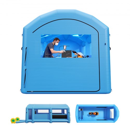 Vevor Inflatable Paint Booth, 20 X 10 X 8 Ft, Portable Spray Booth With 480W+750W Blowers, Large Filter Cotton, Changing Area, Arched Roof Painting Te-image