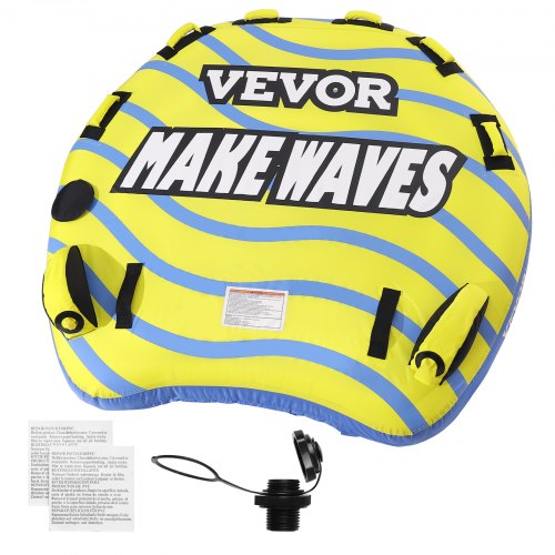 

VEVOR Towable Tube for Boating, 1-3 Riders Inflatable Towable Tube with Bumper Fins, 510 lbs Water Sport Towable Tubes for Boats to Pull, Full Nylon Cover, EVA Grab Handles and Speed Safety Valve