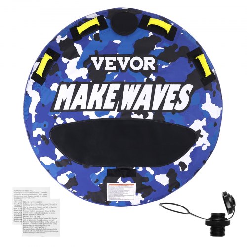 

VEVOR Towable Tube for Boating, 1-2 Riders Inflatable Boat Tubes and Towables, 340 lbs, 51.8" Round Water Sport Towable Tube for Boat to Pull, Full Nylon Cover, EVA Grab Handles and Speed Safety Valve