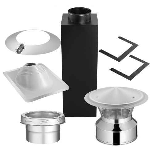 6 Inch Chimney Wall Kit with Rain Cap Flashing for 30 to 45 Degree Roof Pitch