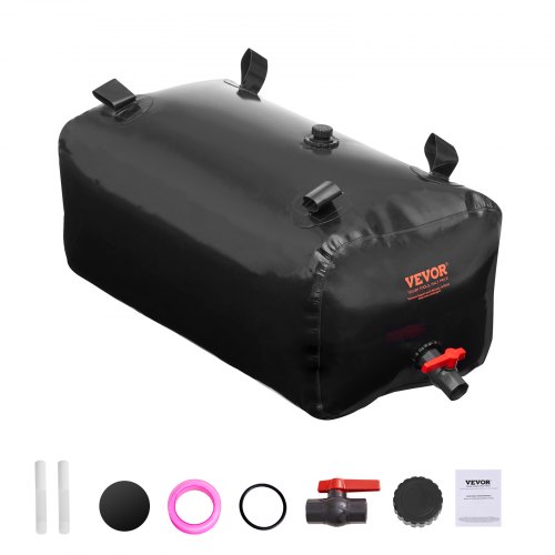 

VEVOR 113 L/29.85 Gal Water Storage Bladder, Portable RV Water Tank, 1000D PVC Collapsible Water Storage Containers, Soft Water Bag, Water Bladder, Fire Prevention, Camping, Emergency Water Use, Black