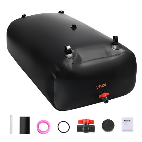 VEVOR Water Storage Bladder 142.7 Gal PVC Collapsible Portable Water Tank Black