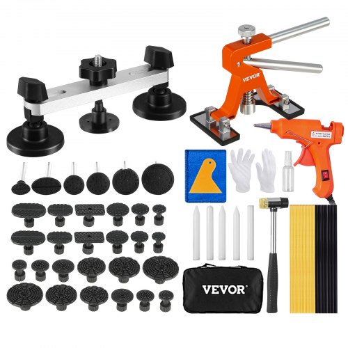 

VEVOR 56 PCS Dent Removal Kit, Paintless Dent Repair Kit with Golden Lifter, Bridge Puller, Car Dent Puller with Puller Tabs, Hot Glue Gun for Auto Body Dents, Hail Damage, Door Ding