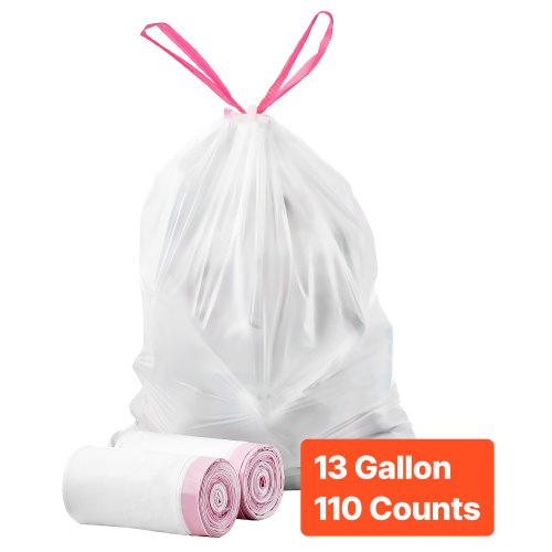 VEVOR Drawstring Trash Bags, 13 Gallon 110 Count Tall Kitchen Trash Bags, Extra