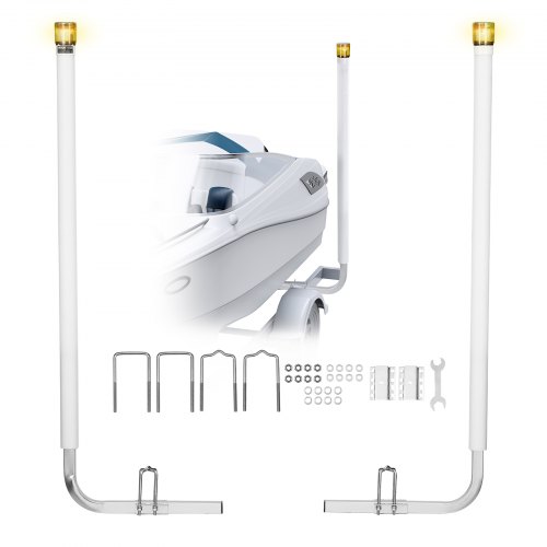 Vevor Boat Trailer Guide, 65.7 In With LED Light Trailer Guide Poles, 2PCS High-Hardness Steel Guide-Ons, Wide Adjustable Trailers Guides With PVC Pip-image