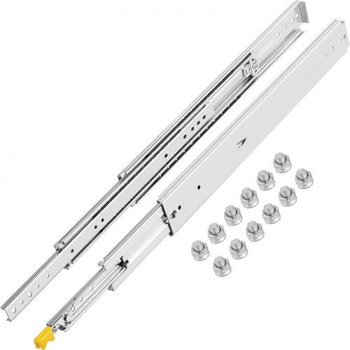 

VEVOR Heavy Duty Drawer Slides 40\" Length, Locking Drawer Slides 500lbs Load Capacity Long Full Extension Drawer Slide 1 Pair Side Mount Ball Bearing Drawer Glides Push to Open Drawer Runners Rail