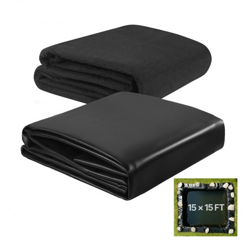 

VEVOR Pond Liner 15 x 15 ft, 45 Mil, EPDM Rubber Fish Koi Pond Liner and Underlayment Combo, Easy to Cut, Durable & Leakproof, for Outdoor Ponds, Water Garden, Waterfall, Fishpond, Fountains, Black