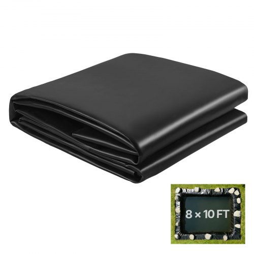 

VEVOR 8 x 10 ft Pond Liner, 45 Mil Thickness, EPDM Rubber Material Fish Pond Liner for Outdoor Ponds, Easy to Cut, Durable & Leakproof, for Water Garden, Waterfall, Fishpond, Koi, Fountains, Black