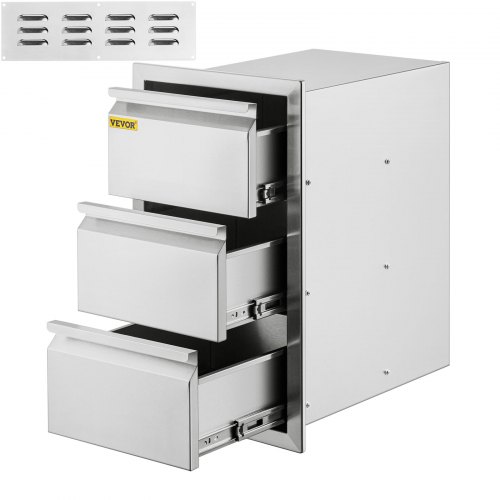 

VEVOR Outdoor Kitchen Drawers 14.7" W x 25.4" H x 18.7" D, Box Frame Style Flush Mount BBQ Drawers with Stainless Steel Handle, BBQ Island Drawers for Outdoor Kitchens or Patio Grill Station
