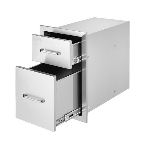 

VEVOR Outdoor Kitchen Drawers 13" W x 20.4" H x 20.8" D, Flush Mount Double BBQ Access Drawers with Stainless Steel Handle, BBQ Island Drawers for Outdoor Kitchens or Patio Grill Station