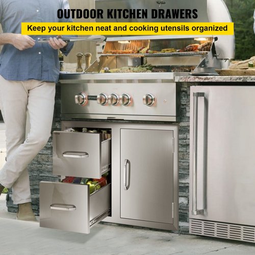 Double/Triple Worktable Drawer Stainless Steel Outdoor Kitchen BBQ Access Drawer 