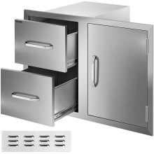 33-inch Grills 304 Stainless Steel Right-hinged Access Door & Double Drawer Combo in 20.5" x 22" x 33" for Outdoor BBQ Island & Kitchen