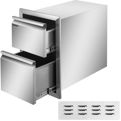 VEVOR Chest of Drawers 13 x 20.5 x 21 Inch Stainless Steel Double