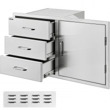 39-inch Grills 304 Stainless Steel Access Door & Triple Drawer Combo in 23" x 38.9" x 21.1" for Outdoor BBQ Island & Kitchen