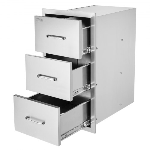 

VEVOR Outdoor Kitchen Drawers 16" W x 28.5" H x 20.5" D, Flush Mount Triple Access BBQ Drawers Stainless Steel with Handle, BBQ Island Drawers for Outdoor Kitchens or Patio Grill Station