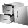 VEVOR Outdoor Kitchen Door Drawer Combo 35.4" W x 23.6" H x 24.4''D, BBQ Access Door/Double Drawers Combo with Stainless Steel Handles, Perfect for Outdoor Kitchen or BBQ Island Patio Grill Station