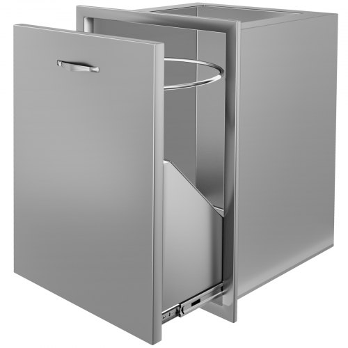 

VEVOR Outdoor Kitchen Trash Drawer 19.7W x 26.5H Inch with Trash Bag Ring 11.8 Inch Diameter Ring Stainless Steel Outdoor Kitchen Drawers
