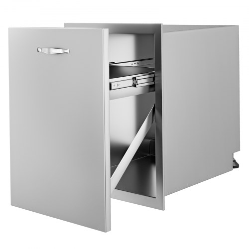 Stainless Steel Pull-Out Trash Drawer With Handle Built-In Trash Drawer Waterproof