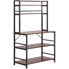VEVOR Kitchen Baker's Rack, 5-Tier Microwave Stand with 6 Hooks Utility Storage Shelf, Industrial Bakers Racks for Kitchens with Storage, Standing Kitchen Rack for Home Bar, Coffee Bar, Dining Room