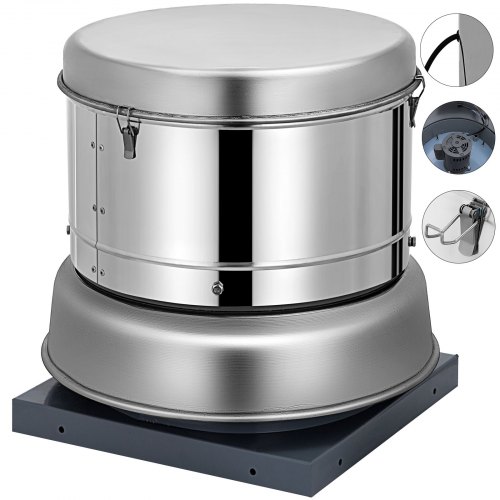 

VEVOR 1400 CFM Roof Fan Up-blast Restaurant Exhaust Fan High Speed Direct Drive Up-blast Exhaust Fan 250W