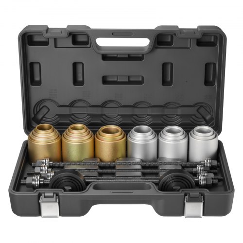 VEVOR Pull and Press Sleeve Kit, 26 PCS, Steel Bush Removal Insertion Sleeve Tools with Carrying Cas