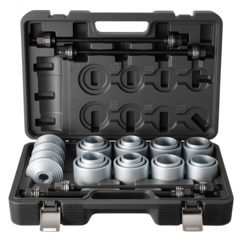 VEVOR Pull and Press Sleeve Kit, 28 PCS, Steel Bush Removal Insertion Sleeve Tools with Carrying Case, Compatible with LCV and HGV Engines, for Removi