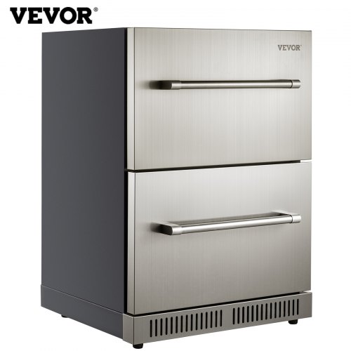 

VEVOR Under counter Refrigerator Built-in Double Drawer Refrigerator 24" SUS