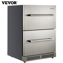 VEVOR Under counter Refrigerator Built-in Double Drawer Refrigerator 24" SUS