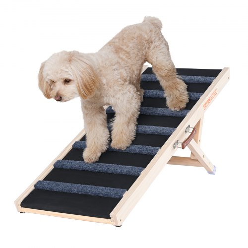 

VEVOR Dog Ramp, Folding Pet Ramp for Bed, Adjustable Dog Ramp for Small, Large, Old Dogs & Cats, Wooden Pet Ramp with 39.3" Long Ramp, Adjustable from 15" to 22", Suitable for Couch, Sofa, Car