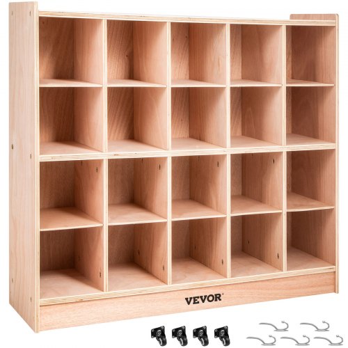 Classroom Storage Cabinet Preschool Wooden Cubby 20 Grids Organizer W/ Casters