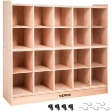 Classroom Storage Cabinet Preschool Wooden Cubby 20 Grids Organizer W/ Casters