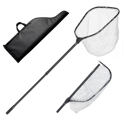 

VEVOR Fishing Net, Foldable Landing Nets with Telescopic Handle and Built in Length Scale, Lightweight and Stronger 6063 Aluminum Fish Gear, Soft Silicone Mesh, Holds up to 30 lbs, for Kayak Boat Bank