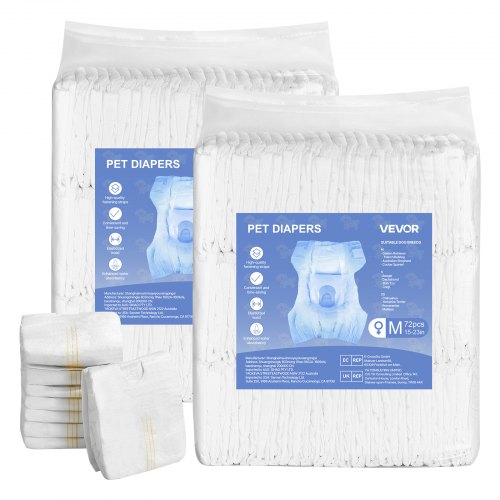 

VEVOR Disposable Dog Diapers Super Absorbent Female Dog Diapers M Size 144 Count