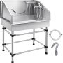 VEVOR Dog Grooming Tub 38 Inch Stainless Steel Professional Pet Bathing Tub Station Small Medium Pet Grooming Tub Wash Shower Sink with Faucet and Accessories Dog Washing Station Pet Bath Tub