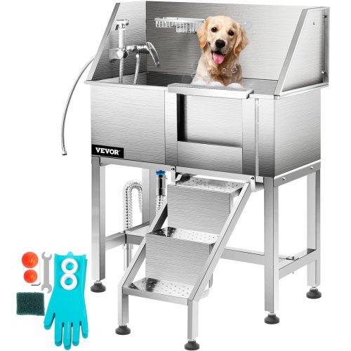 VEVOR Pet Dog Grooming Bath Tub Dog Wash Tub 38"L Stainless Steel Shower Salon