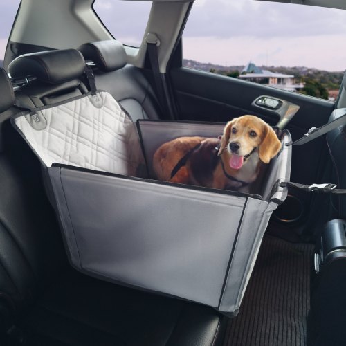 

VEVOR Dog Booster Car Seat Pet Car Seat for S M L Dogs up to 48.5 lbs Gray