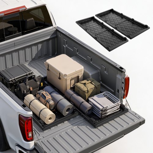 VEVOR Slide-Out Truck Bed Cargo Tray 500 lbs Capacity Fits 5'&Shorter Beds, Heavy-Duty Bed Slide, for Mid-Size Pickup Trucks, Durable HDPE Material, Easy Tailgate Access, Sliding Storage Organizer