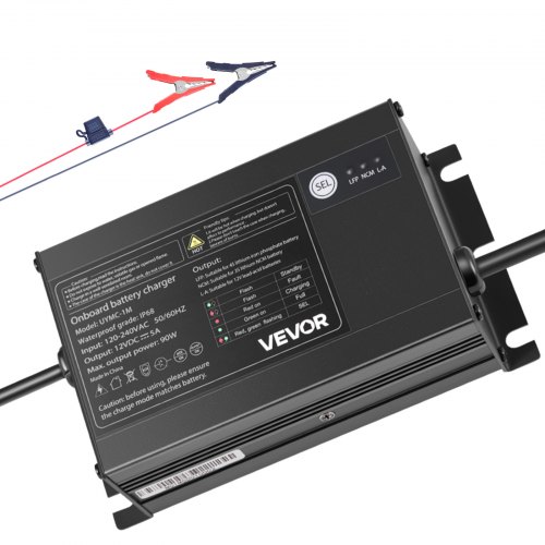 

VEVOR 1-Bank 5A 12V Smart Marine Battery Charger Onboard IP68 Waterproof Boat RV