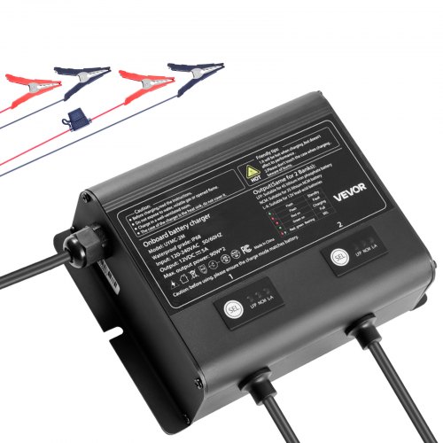 

VEVOR 2-Bank 5A 12V Smart Marine Battery Charger Onboard IP68 Waterproof Boat RV