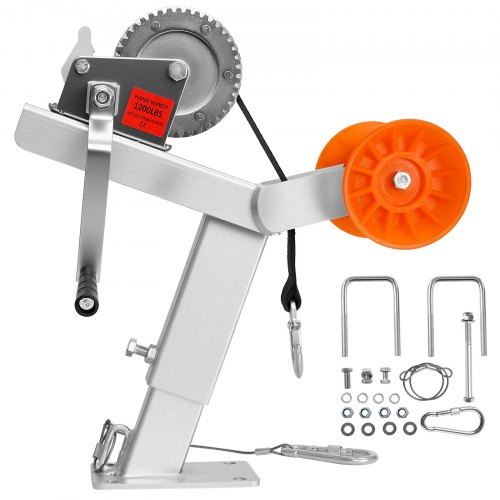VEVOR Boat Trailer Winch Stand with Roller, 544 kg Winch & 51 mm x 7.6 m Winch Strap, Boat Winch Mount with U-Bolt for 50.8-76.2 mm W x 76.2-101.6 mm H Trailer Tongue, Fit for Jet Ski, Sailboat, Speedboat