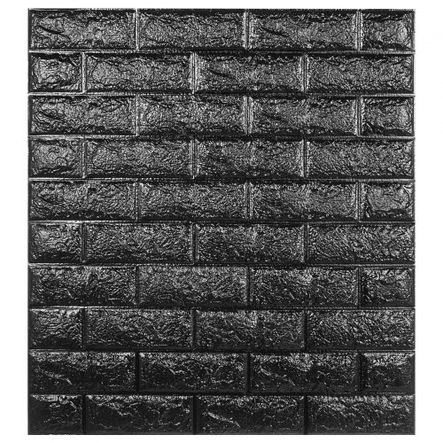 VEVOR 3D Foam Wall Panels 11 Pack 3D Brick Wall Panel 27.5x30.5 Inches PE Foam Wallpaper 69Sqft Black Brick Wallpaper 3D self Adhesive Wall Panels for Bathroom Kitchen Living Room Home Decoration