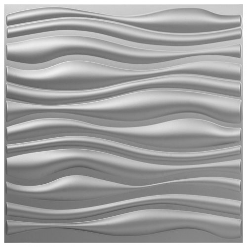 

Pvc 3d Wall Panels Silver Wave Art Design, 19.7"x19.7",13tiles,35 Sf Waterproof