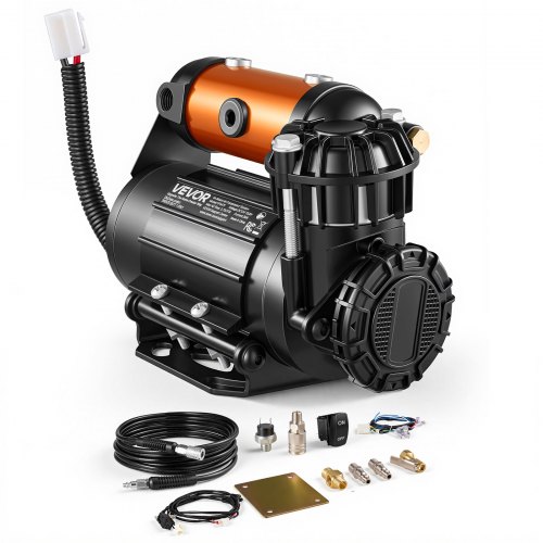 VEVOR 12V Air Compressor 0.5HP 2.72 SCFM Portable Tire Inflator Max 210PSI, Heavy Duty Offroad Air Pump with Differential Lock Harness, Adapters & 19F
