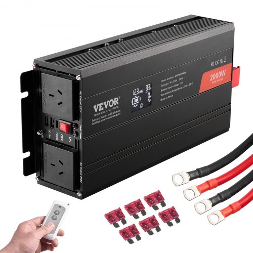 

VEVOR Pure Sine Wave Inverter, 2000 Watt, Power Inverter with 2 AC Outlets 2 USB Port 1 Type-C Port, LCD Display and Remote Controller for Medium-Sized Household Equipment, CE FCC