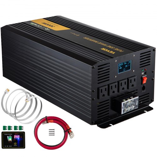 Power Inverter 3000w 6000w Pure Sine Dc 24v To Ac 120v Lcd For Car Truck Home
