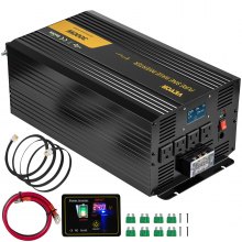 VEVOR Pure Sine Wave Inverter, 3000 Watt, Power Inverter, DC 24V to AC 120V Car Inverter with USB Port LCD Display Remote Controller and AC Outlets (GFCI), for RV Truck Car Solar System Travel Camping